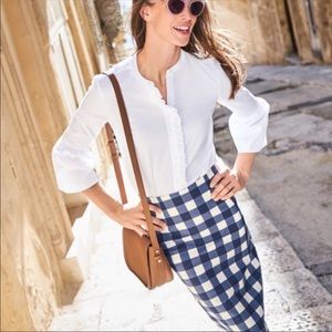 Boden Richmonds checkered Pencil Skirt Navy White 14L